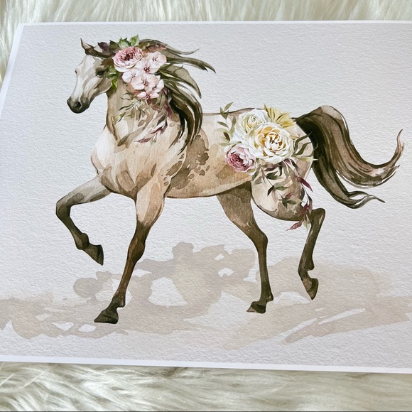 Floral Horse Watercolor Illustration Wall Art Print Poster Unframed - Picture 14 of 17